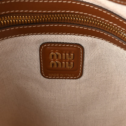 Miu Miu Canvas Calfskin Striped Ivy  Cacao Naturale 6 of 9