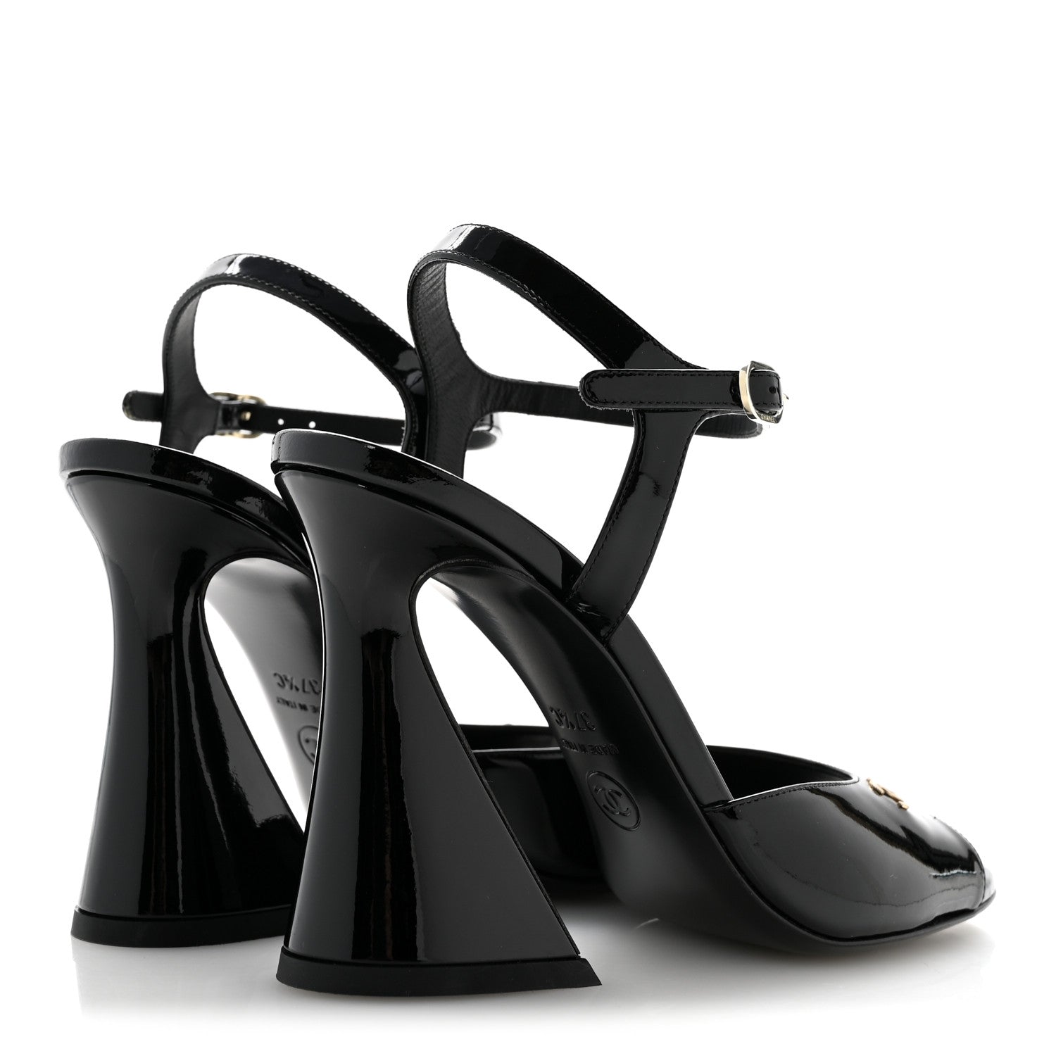 Chanel Patent Calfskin CC Clover Sandals 37.5 Black 5 of 10