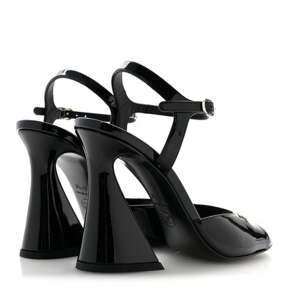 Chanel Patent Calfskin CC Clover Sandals 37.5 Black 5 of 10