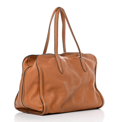 Alexander McQueen Pebbled Calfskin Large Skull Padlock Zip Around Tote Camel 3 of 17