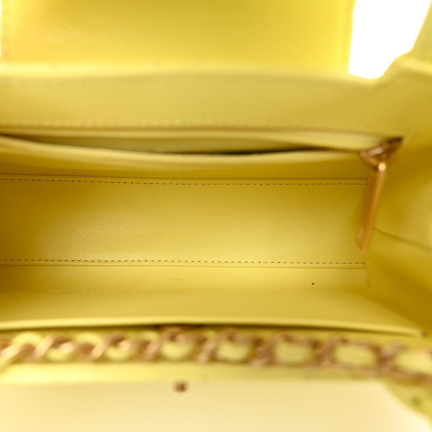 Chanel Shiny Aged Calfskin Quilted Nano Kelly Shopper Light Yellow 5 of 11