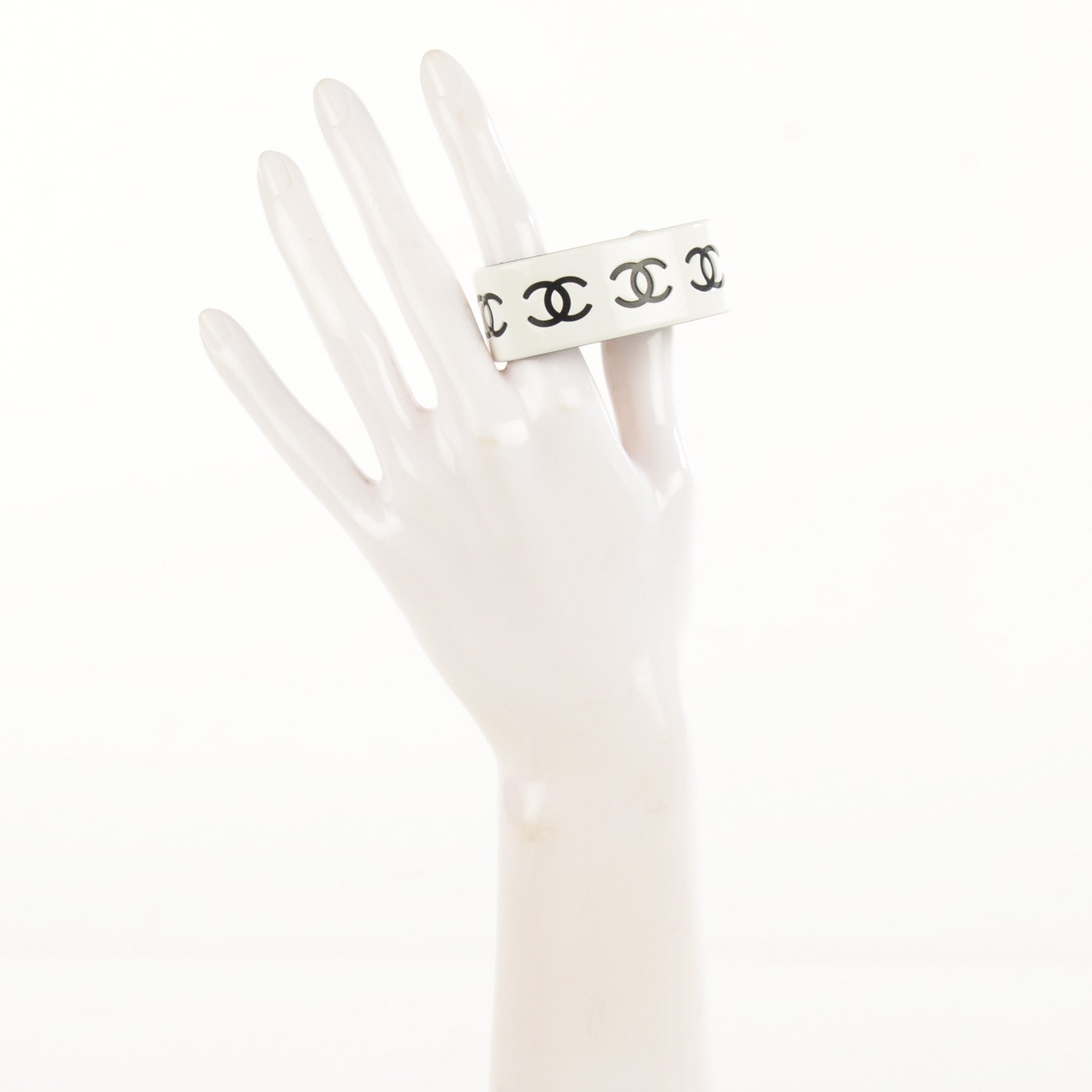Chanel Resin CC Narrow Cuff Black White 2 of 5