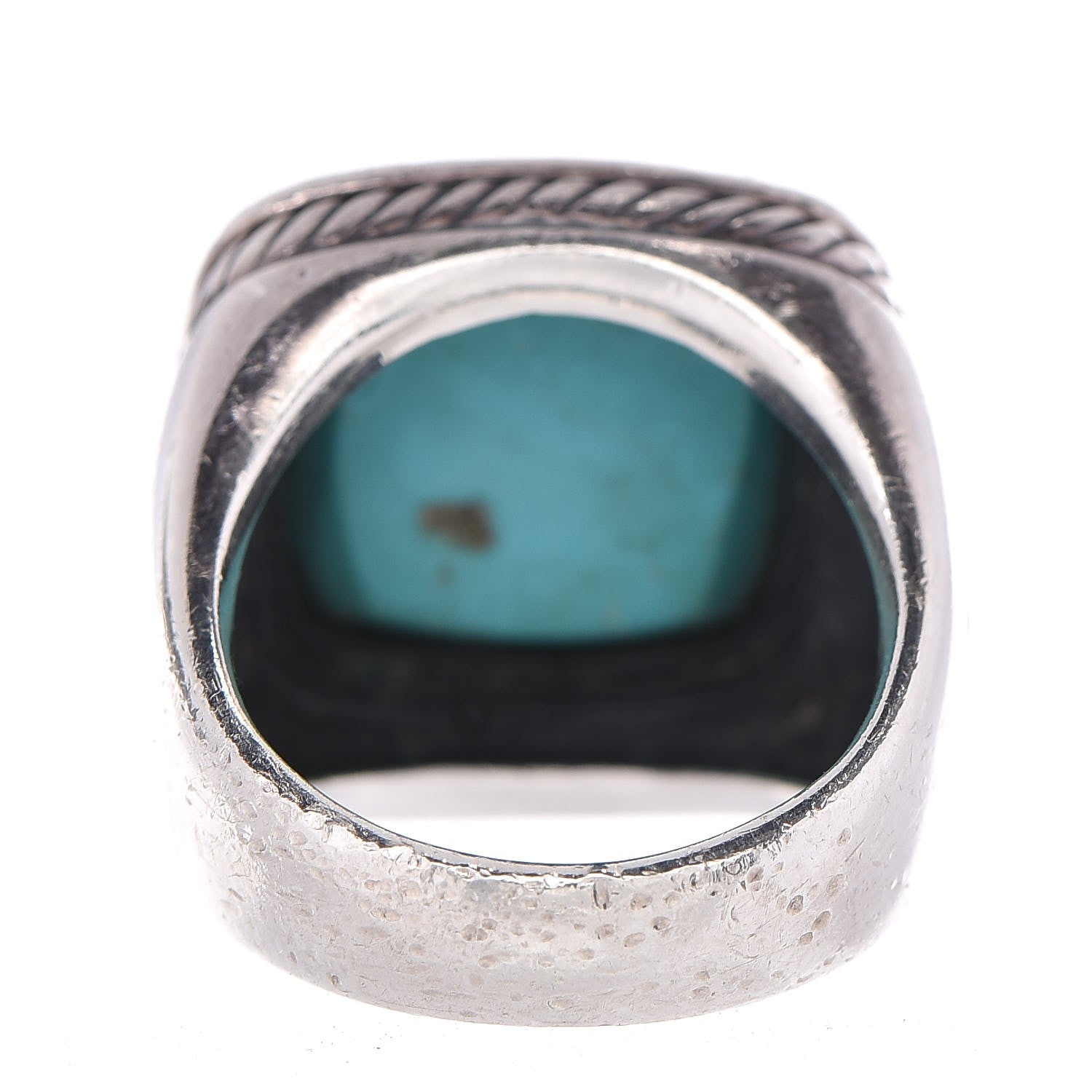 David Yurman Sterling Silver Diamond Turquoise 11mm Albion Ring 52 6 4 of 6