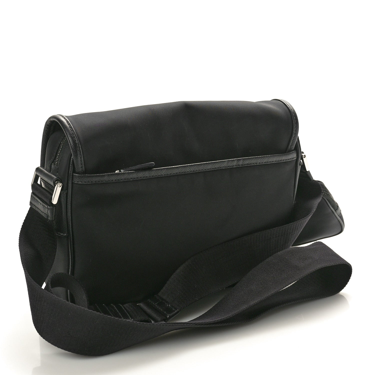 Prada Re-Nylon Tessuto Saffiano Pocket Flap Messenger Bag Black 2 of 9