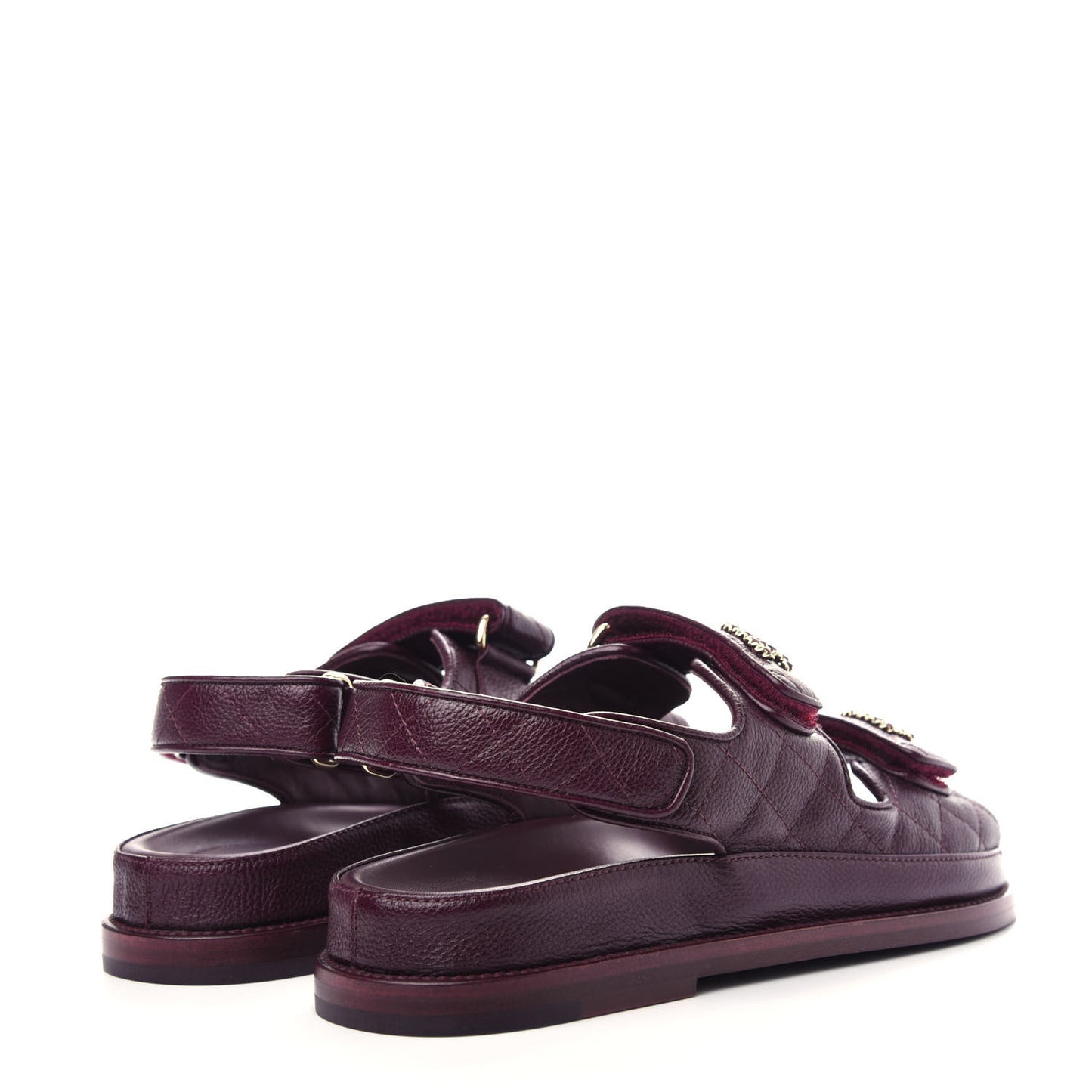 Grained Calfskin Velcro Dad Sandals 37 Maroon