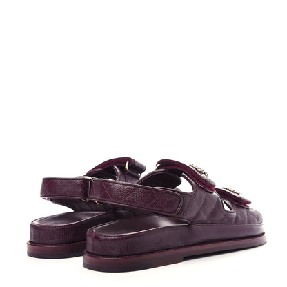Chanel Grained Calfskin Velcro Dad Sandals 37 Maroon 4 of 11