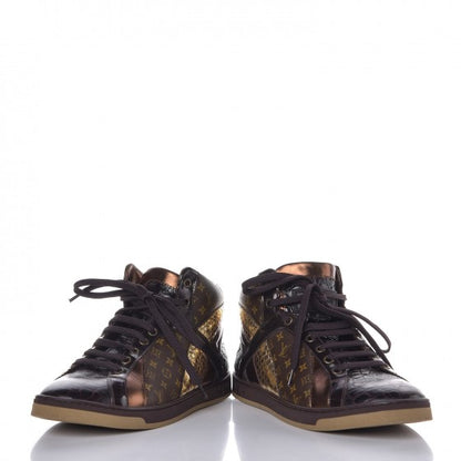 Louis Vuitton Calfskin Monogram High Top Sneakers 36 Brown 5 of 11