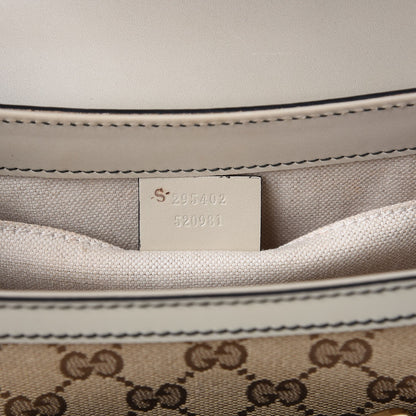 Gucci Monogram Margaux Calfskin Medium Emily Chain Shoulder Bag Beige Ebony Mystic White 7 of 9