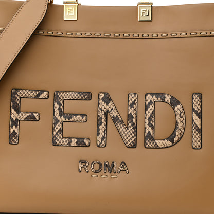Fendi Vitello King Plexiglass Elaphe Python Print Medium Fendi Sunshine Shopper Tote Miele Scuro Makeup 9 of 9