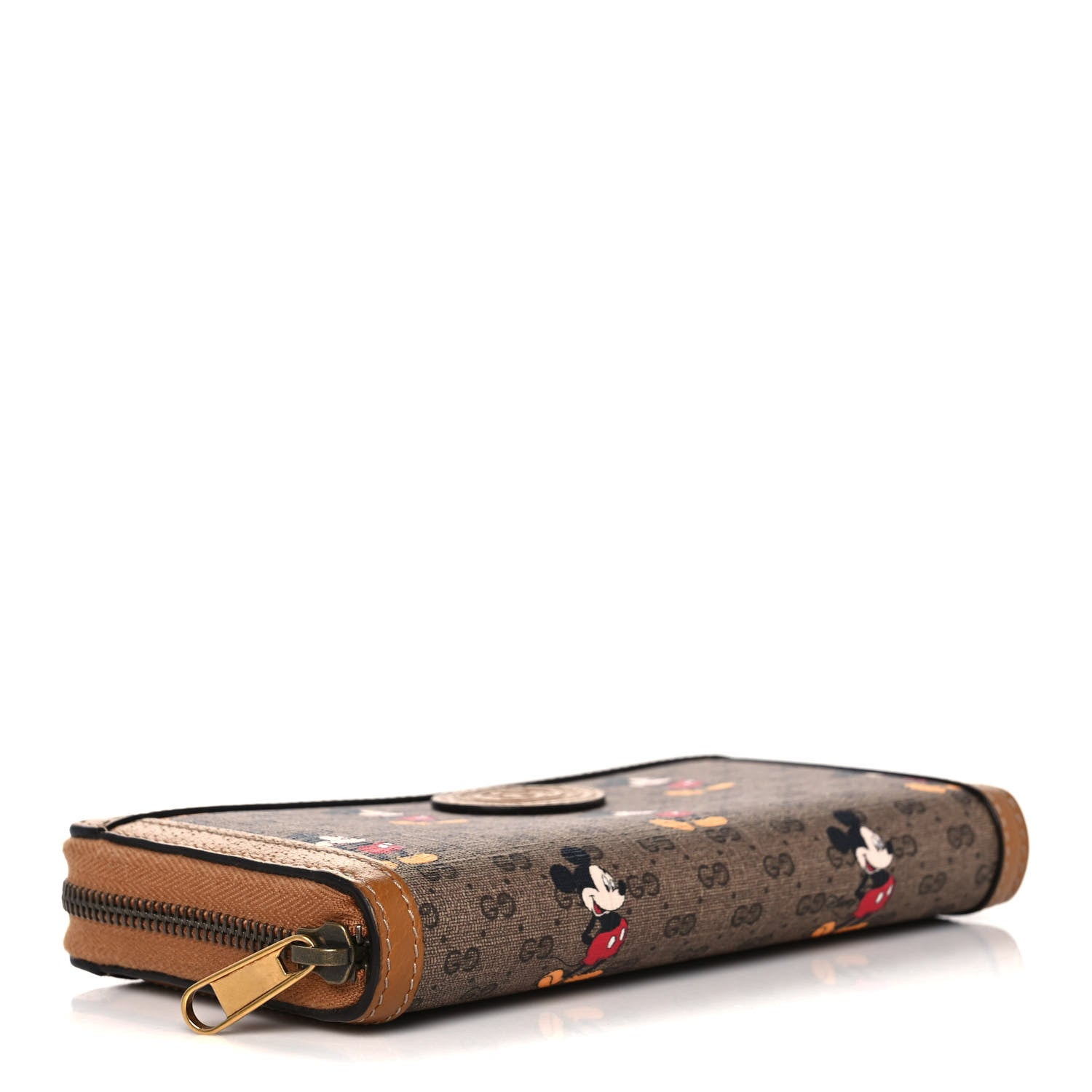 Gucci X DISNEY Mini Vintage GG Supreme Monogram Mickey Mouse Zip Around Wallet Beige Vintage Sun Oil 4 of 12