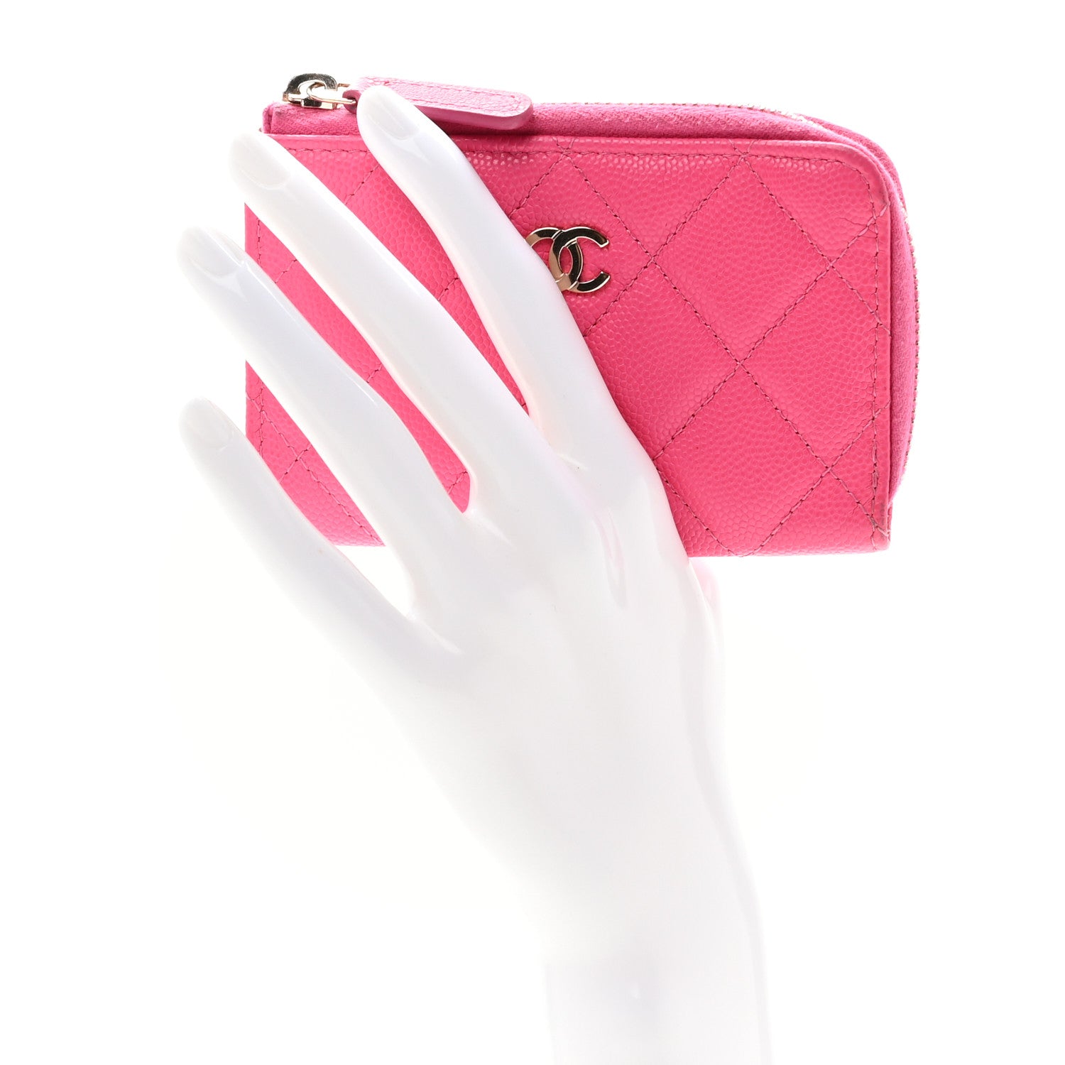 Chanel Caviar Quilted Zipped Key Holder Case Pink 2 of 12
