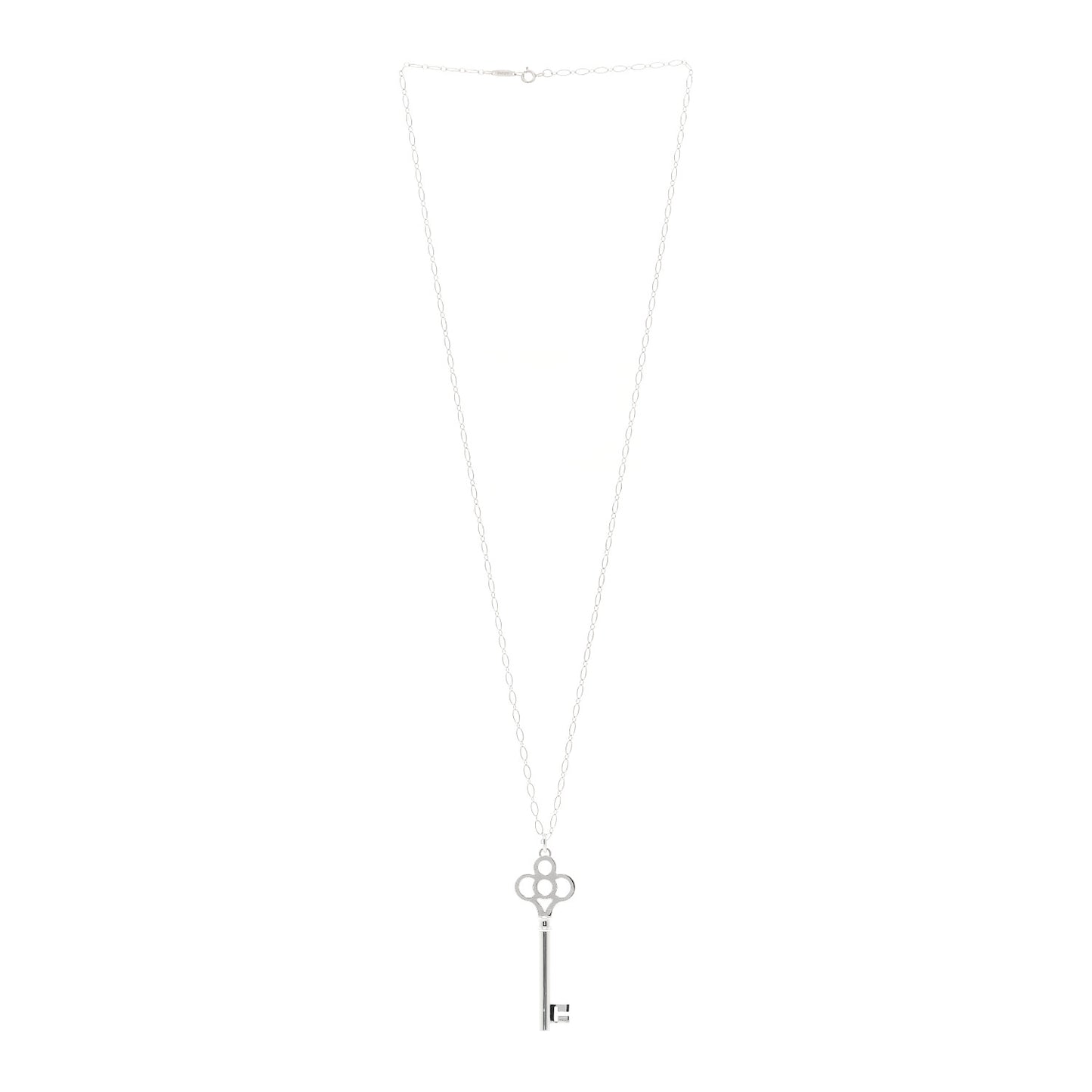 Sterling Silver Large Crown Key Pendant Necklace