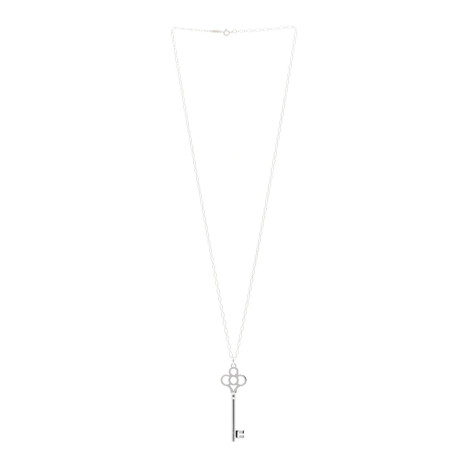 Tiffany Sterling Silver Large Crown Key Pendant Necklace 3 of 5