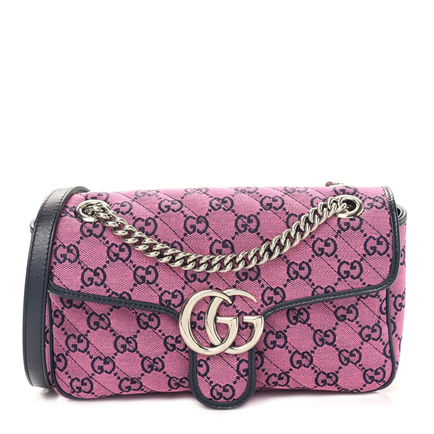 Monogram Multicolor Matelasse Diagonal Small GG Marmont Shoulder Bag Pink Blue