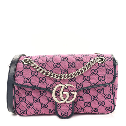 Gucci Monogram Multicolor Matelasse Diagonal Small GG Marmont Shoulder Bag Pink Blue 1 of 9