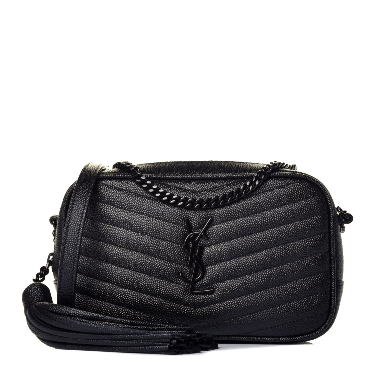 Saint Laurent Grain De Poudre Matelasse Monogram Mini Lou Camera Bag Black 1 of 9