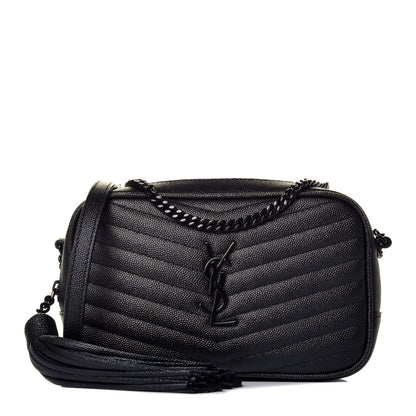 Saint Laurent Grain De Poudre Matelasse Monogram Mini Lou Camera Bag Black 1 of 9