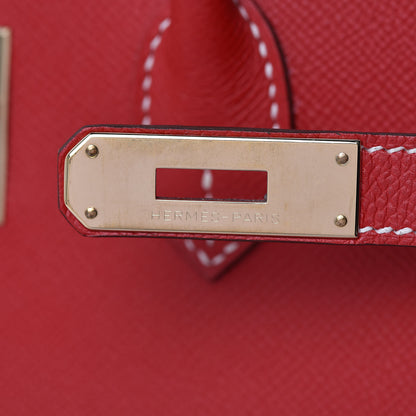 Hermes Epsom Candy Birkin 35 Rouge Casaque Bleu Thalassa 17 of 39