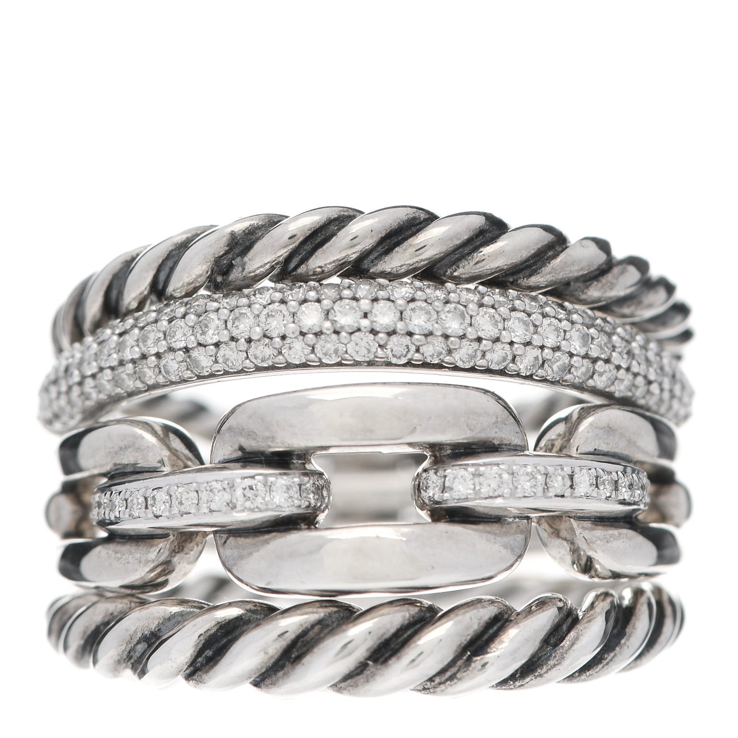 Sterling Silver Diamond Wellesley Four-Row Ring 57 8