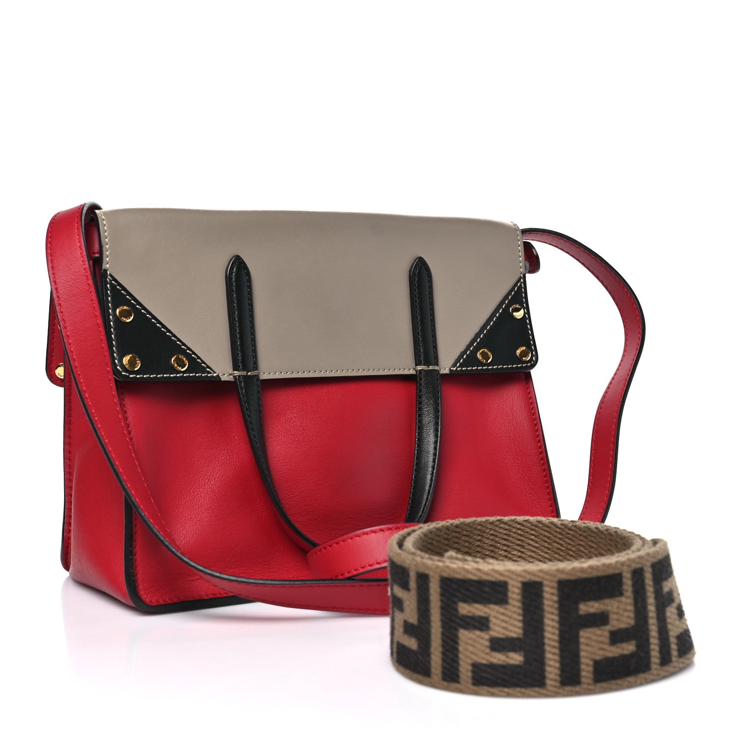Fendi Vitello Grace FF 1974 Small Flip Tote Fragola Sepia 2 of 10