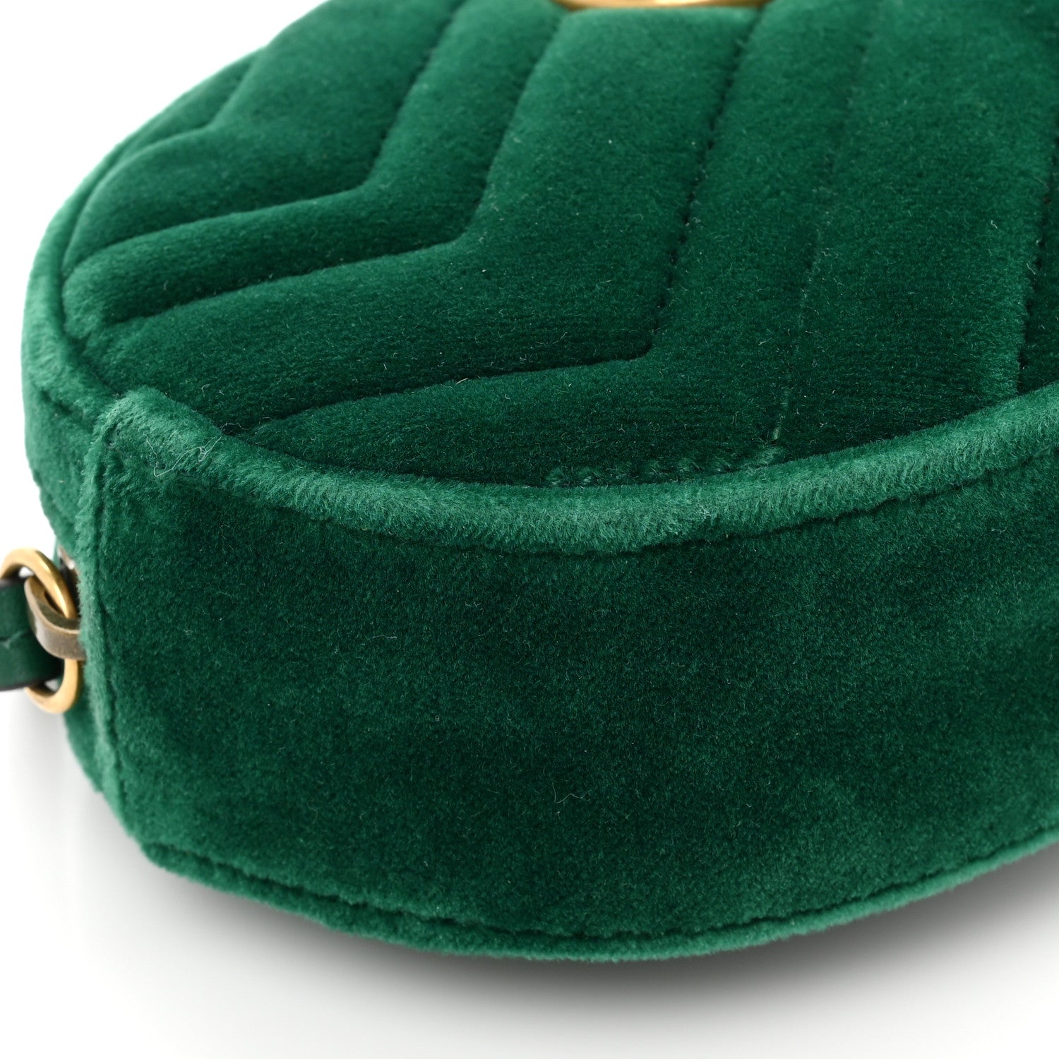 Gucci Velvet Matelasse GG Marmont Belt Bag 85 34 Green 11 of 13