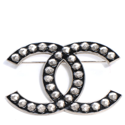 Chanel Studded Resin Large CC Pin Brooch Black 1 of 5