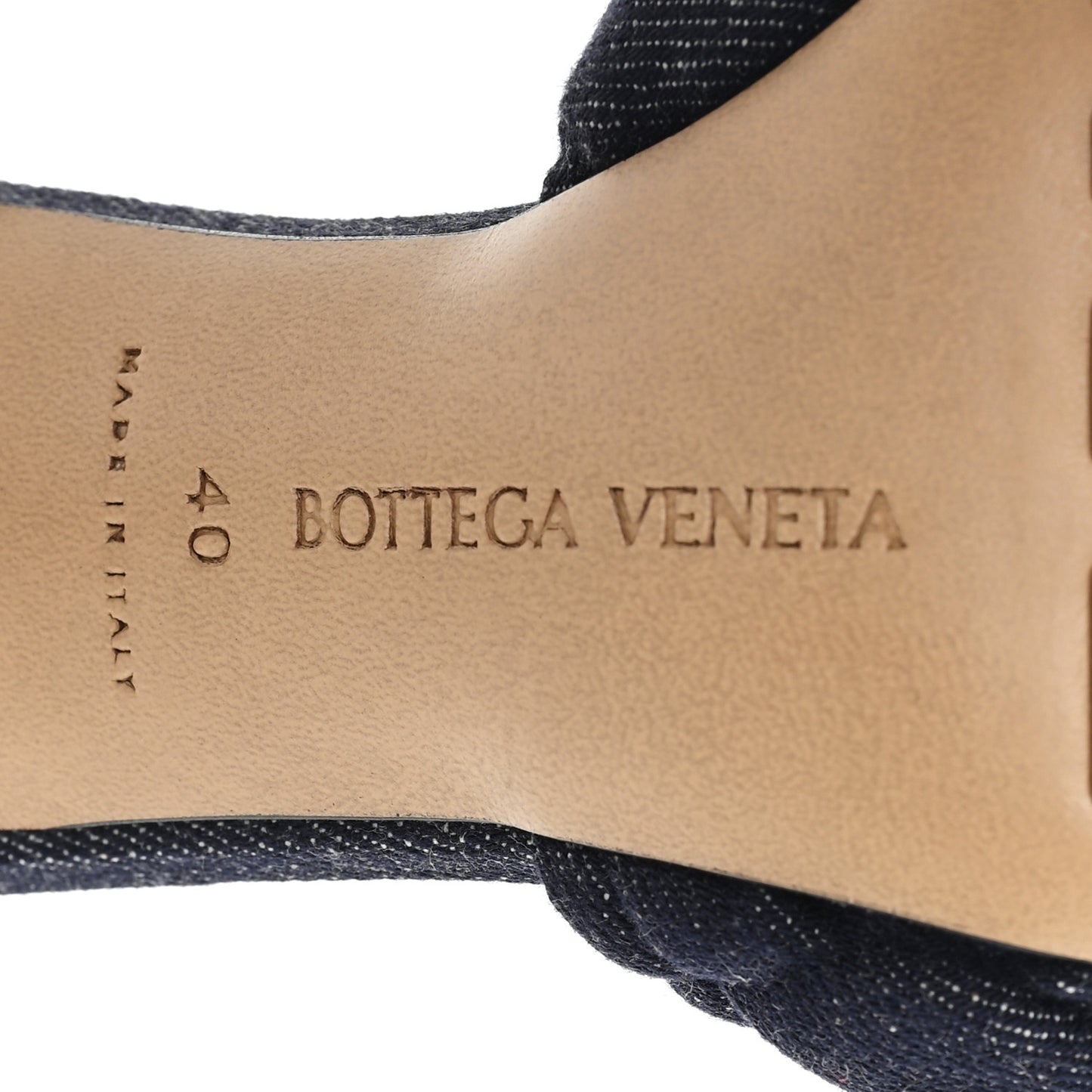 Denim Matelasse Padded Mule Sandals 40 Indigo