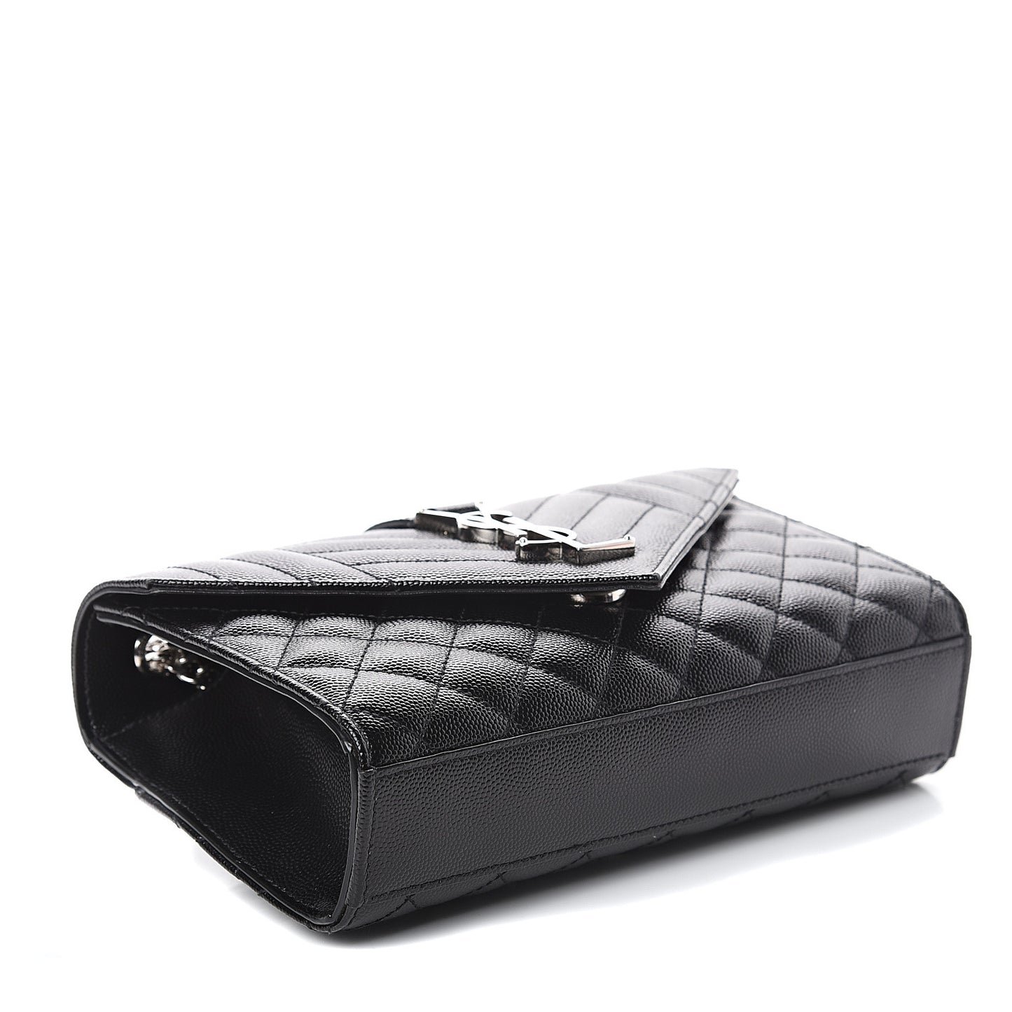 Grain De Poudre Textured Mixed Matelasse Triquilt Small Monogram Satchel Black