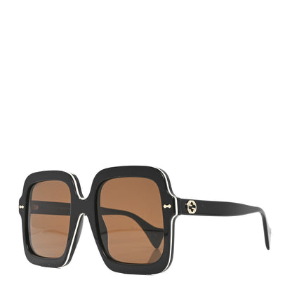 Gucci Acetate Round Frame Sunglasses GG1241S Black White 1 of 7