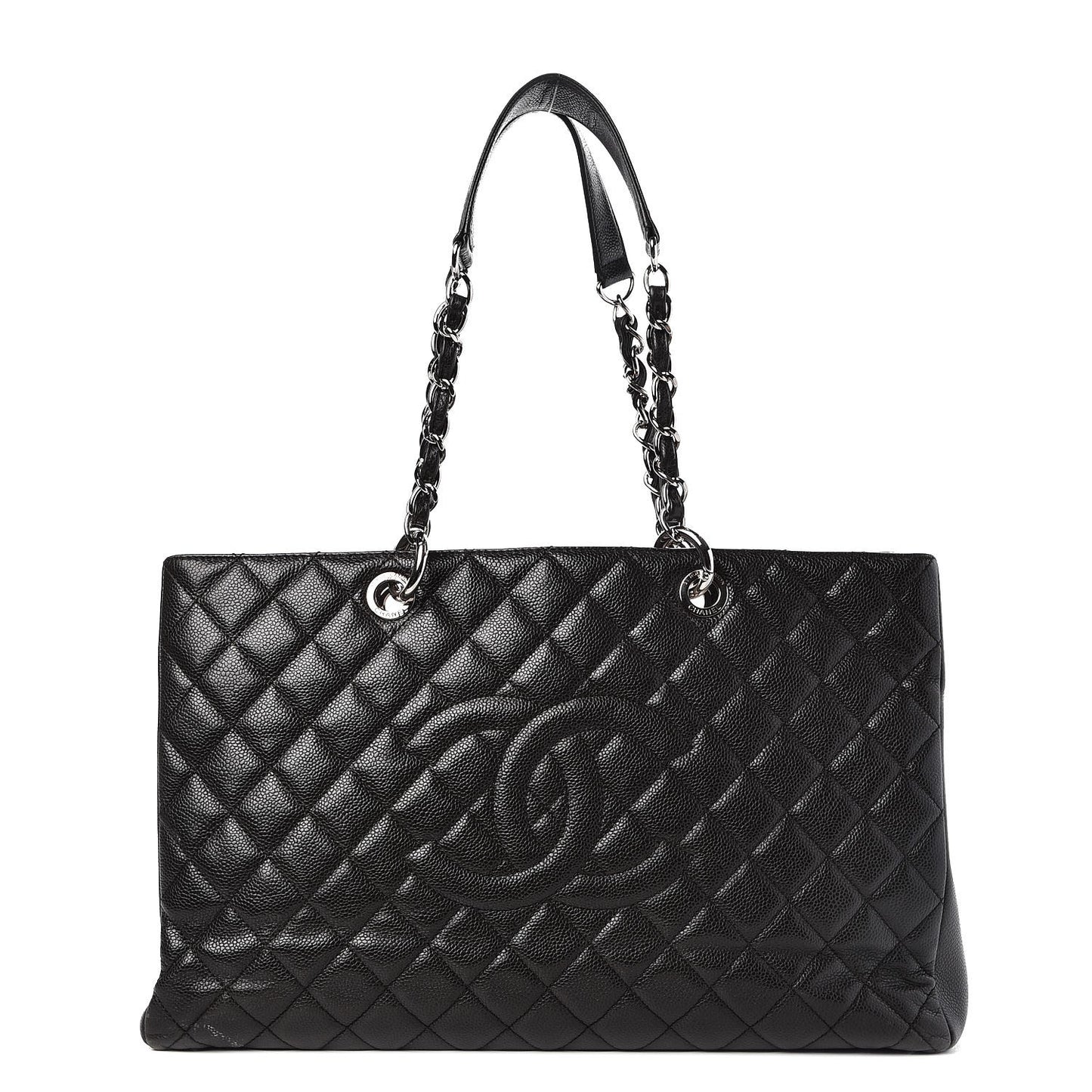 Caviar Quilted XL Grand Shopping Tote GST Dark Grey