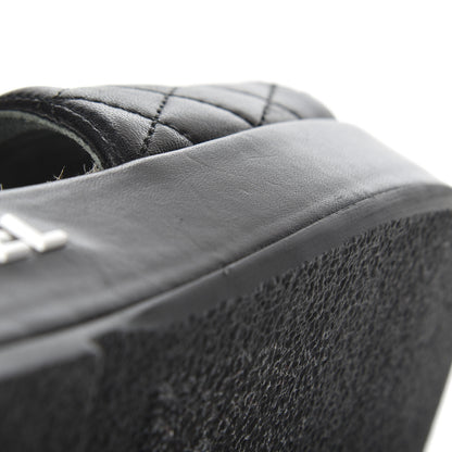 Chanel Lambskin Quilted CC Espadrille Slip On Sandals 35 Black 13 of 14