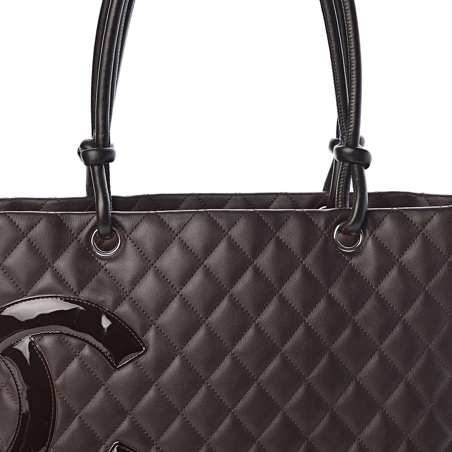Calfskin Quilted Large Cambon Tote Brown