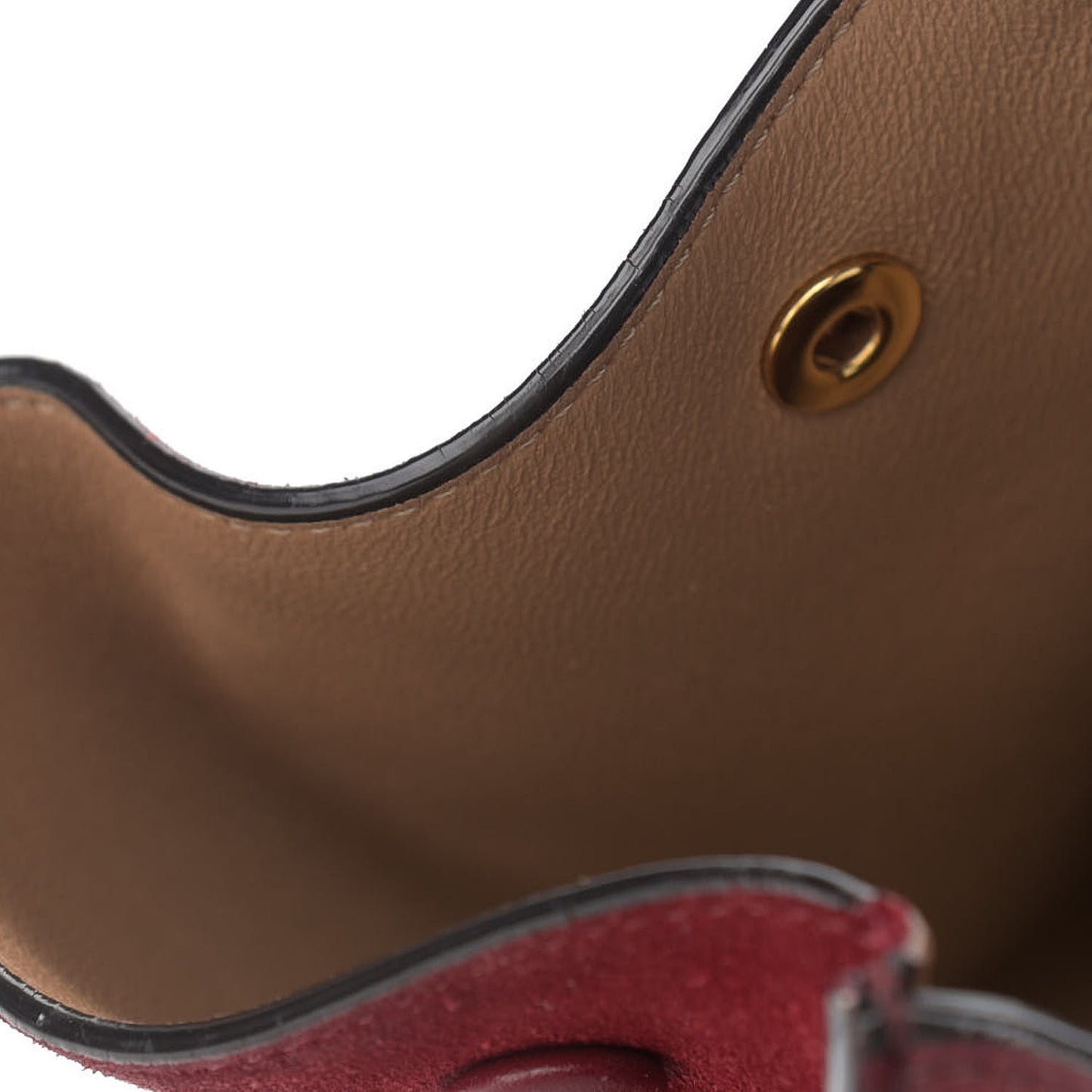 Drummed Calfskin Suede Medium Trapeze Burgundy