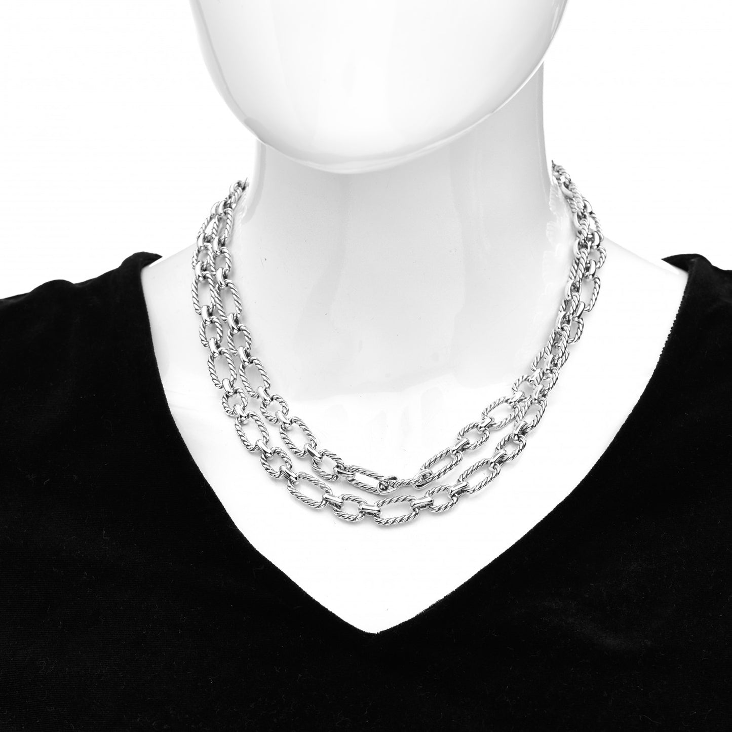 Sterling Silver Blue Sapphire 9.5mm Cushion Link Chain Necklace