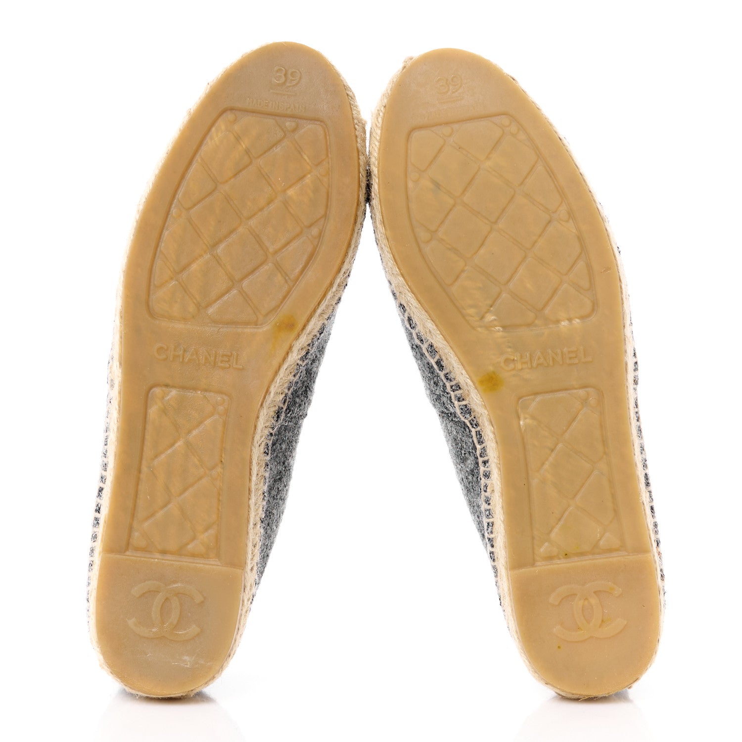 Chanel Tweed Velvet CC Espadrilles 39 Grey Black 5 of 11
