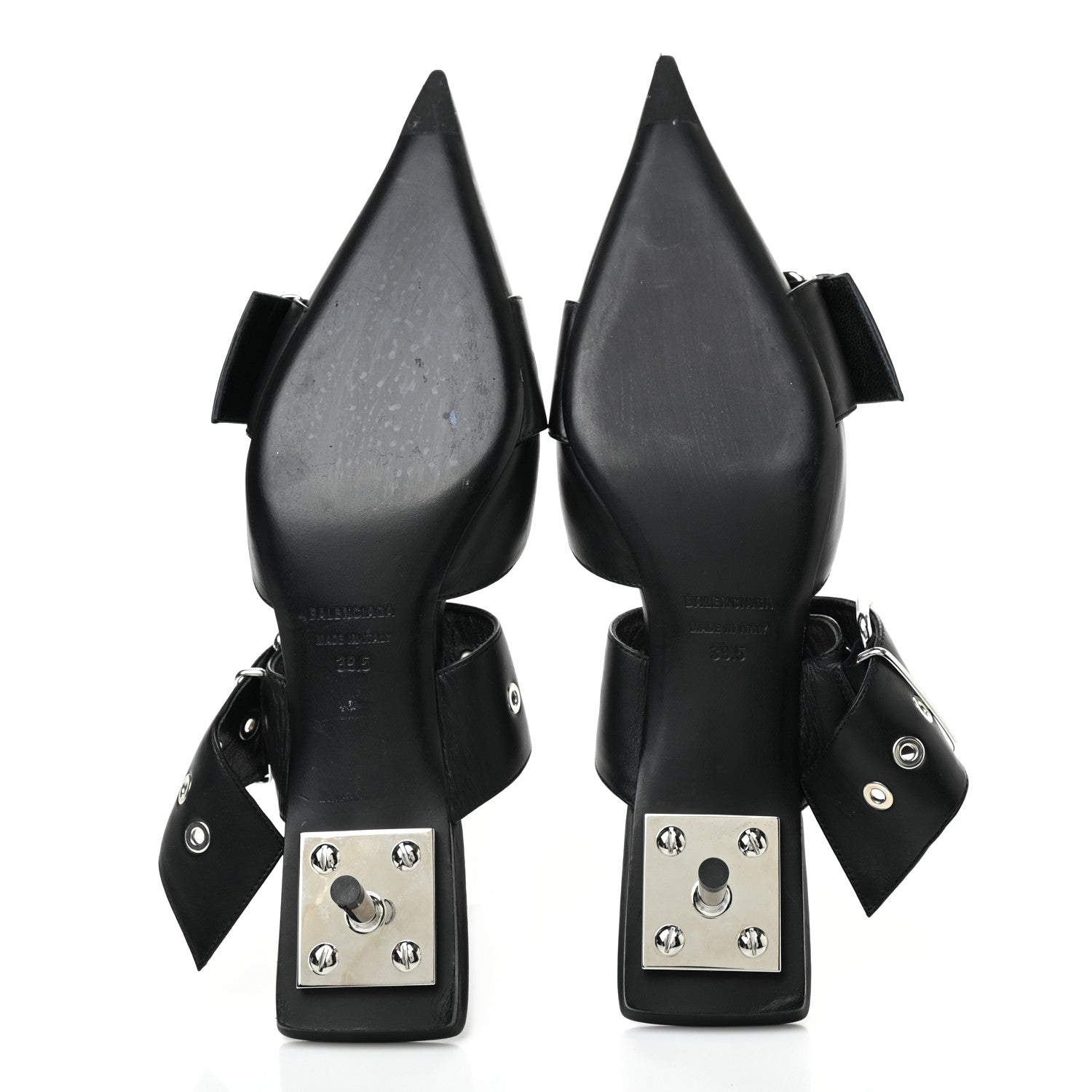 Balenciaga Shiny Calfskin Belt 40mm Mules 39.5 Black 5 of 8