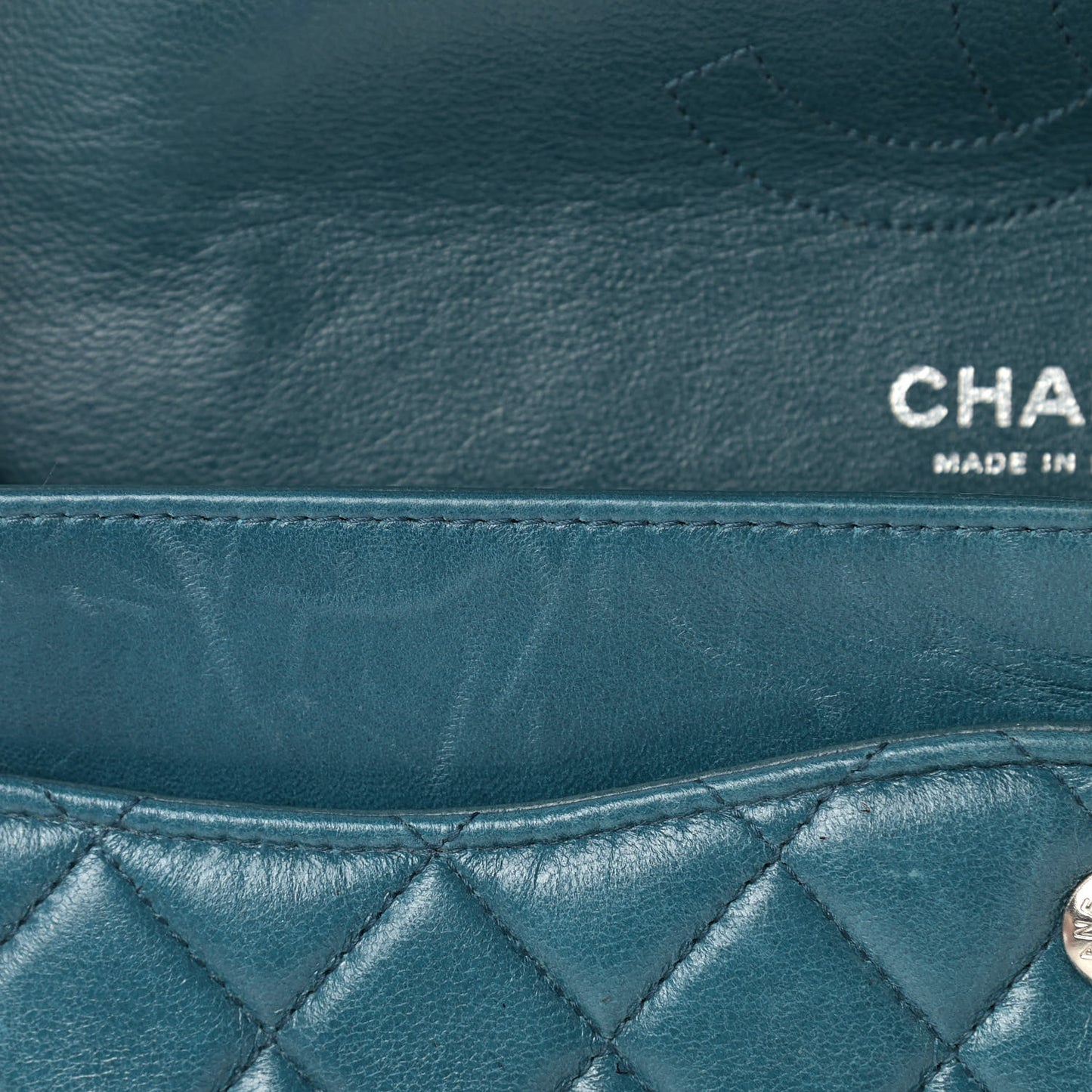 Lambskin Quilted Medium Double Flap Dark Green