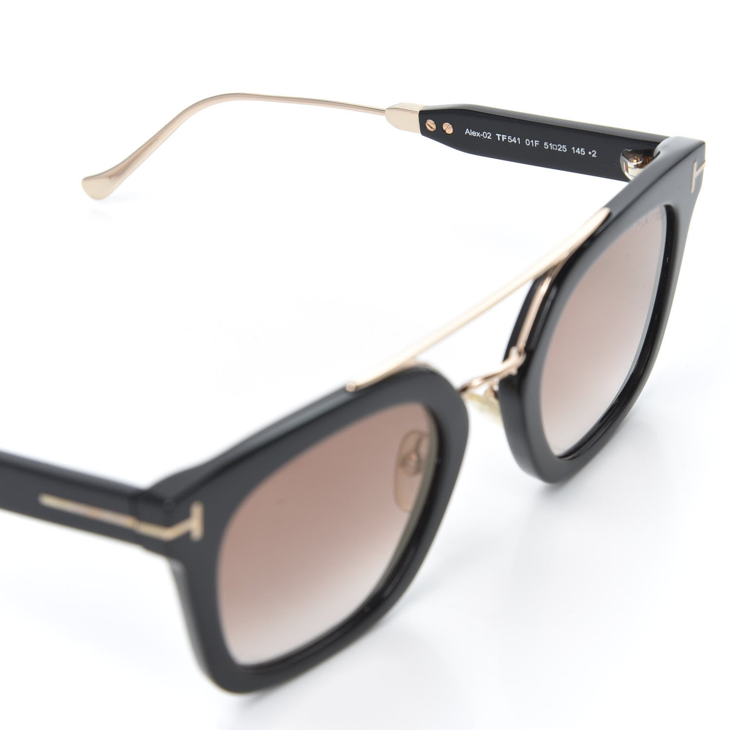 Tom Ford Alex Squared Sunglasses TF541 Shiny Black Gradient Brown 6 of 8