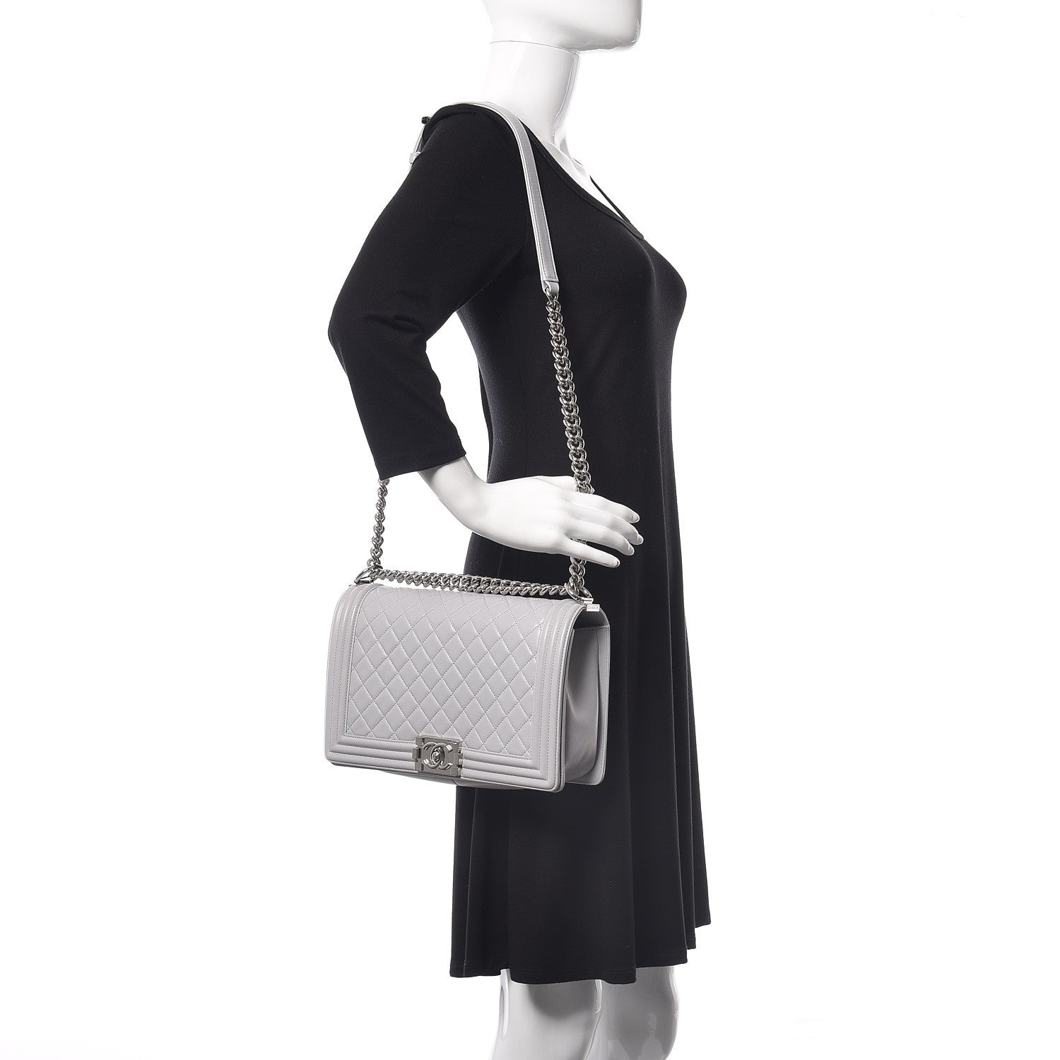 Chanel Lambskin Quilted New Medium Boy Flap Grey 2 of 10