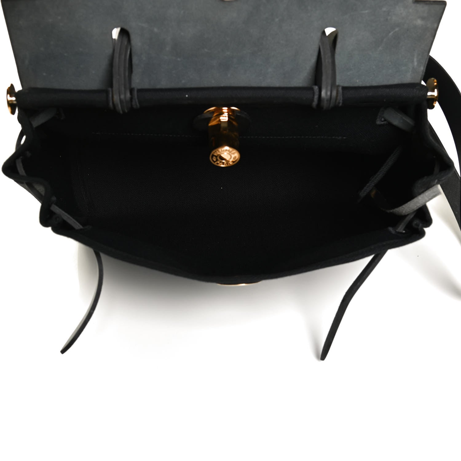Hermes Military Toile Vache Hunter Herbag Zip Retourne 31 PM Black 5 of 10