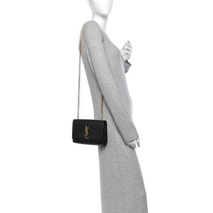 Saint Laurent Grain De Poudre Small Classic Monogram Kate Satchel Black 2 of 11