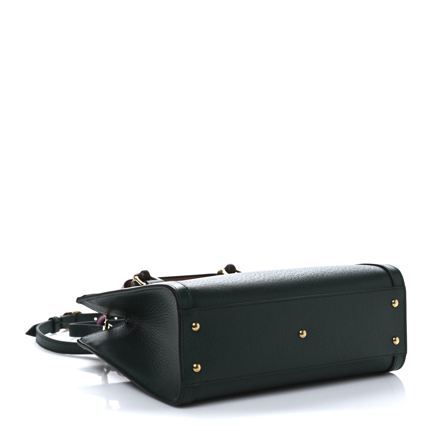 Textured Dollar Calfskin Web Small Diana Tote Bag Green