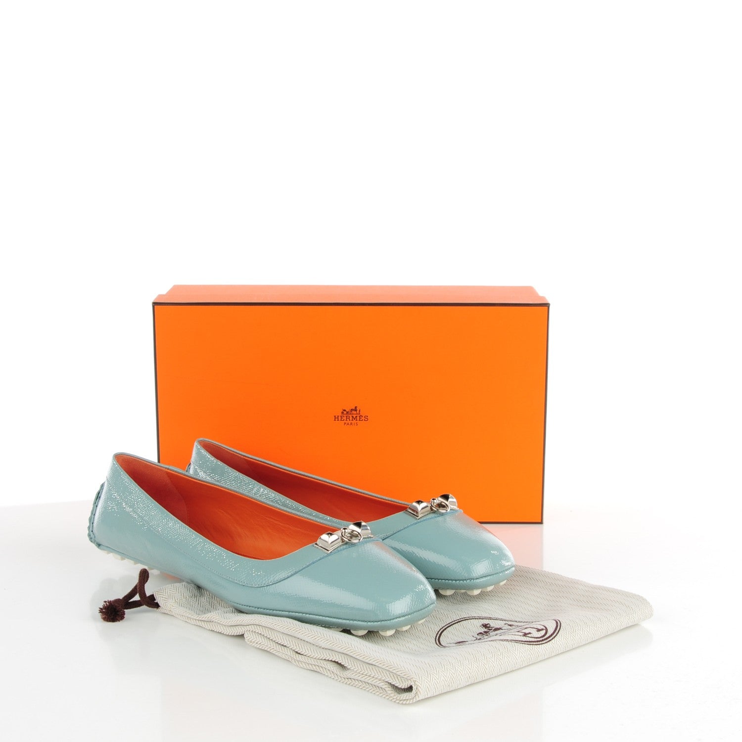 Hermes Patent Epsom Liberty Ballerina Flats 40 Ciel 2 of 9