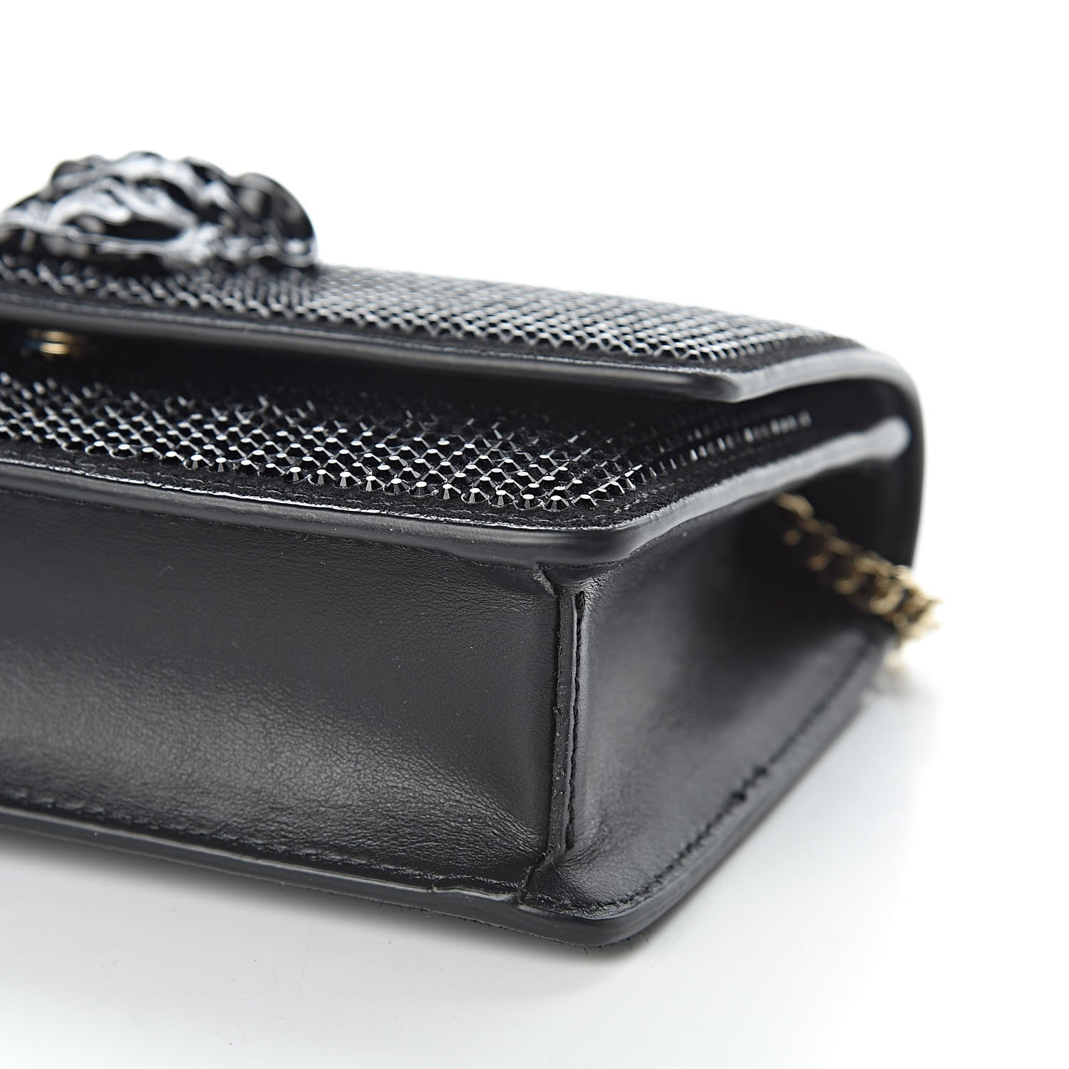 Versace Calfskin Palazzo Crystal Chain Evening Bag Black 8 of 9