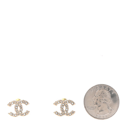 Chanel Pearl Crystal CC Earrings Light Gold 2 of 6