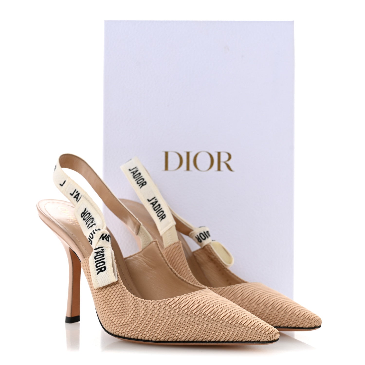 Christian Dior ベージュ ハイヒール Christian Dior Technical Canvas Ribbon J'Adior Slingback 100mm