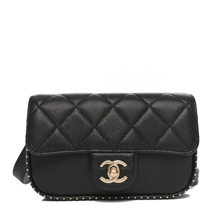 Chanel Caviar Quilted Studded Flap Waist Bag Black 1 of 10