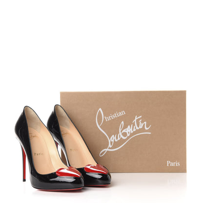 Christian Louboutin Patent Doracora 100 Pumps 37.5 Black Red 9 of 9