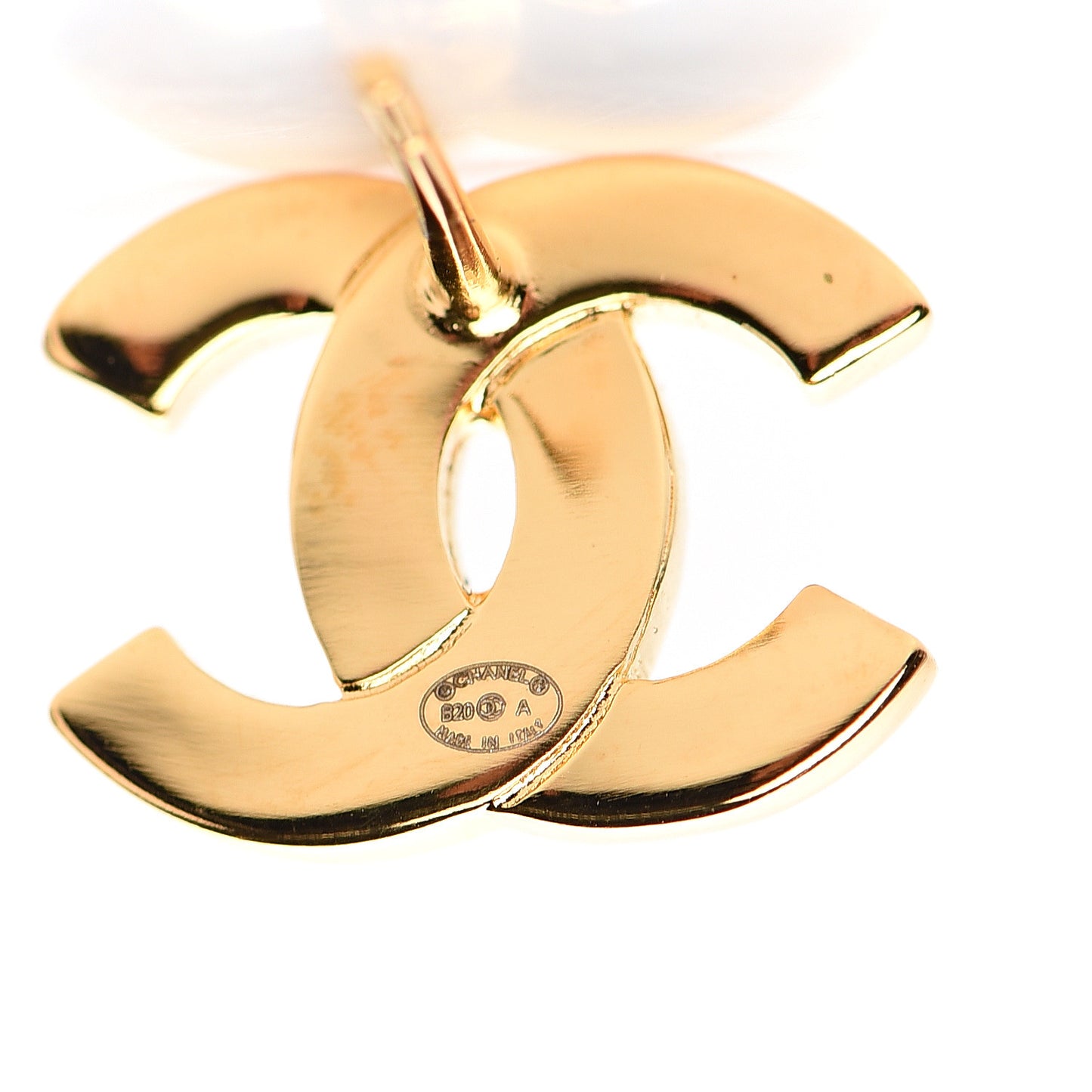 Metal CC Paris Button Stud Earrings Gold