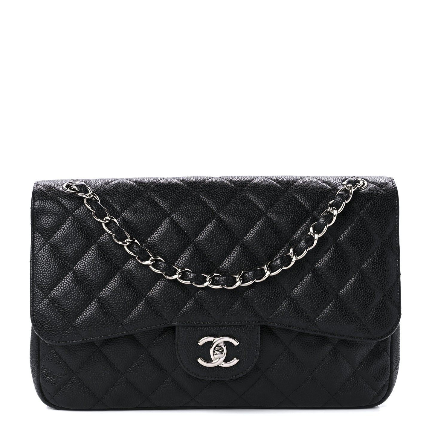 Caviar Quilted Jumbo Double Flap Black